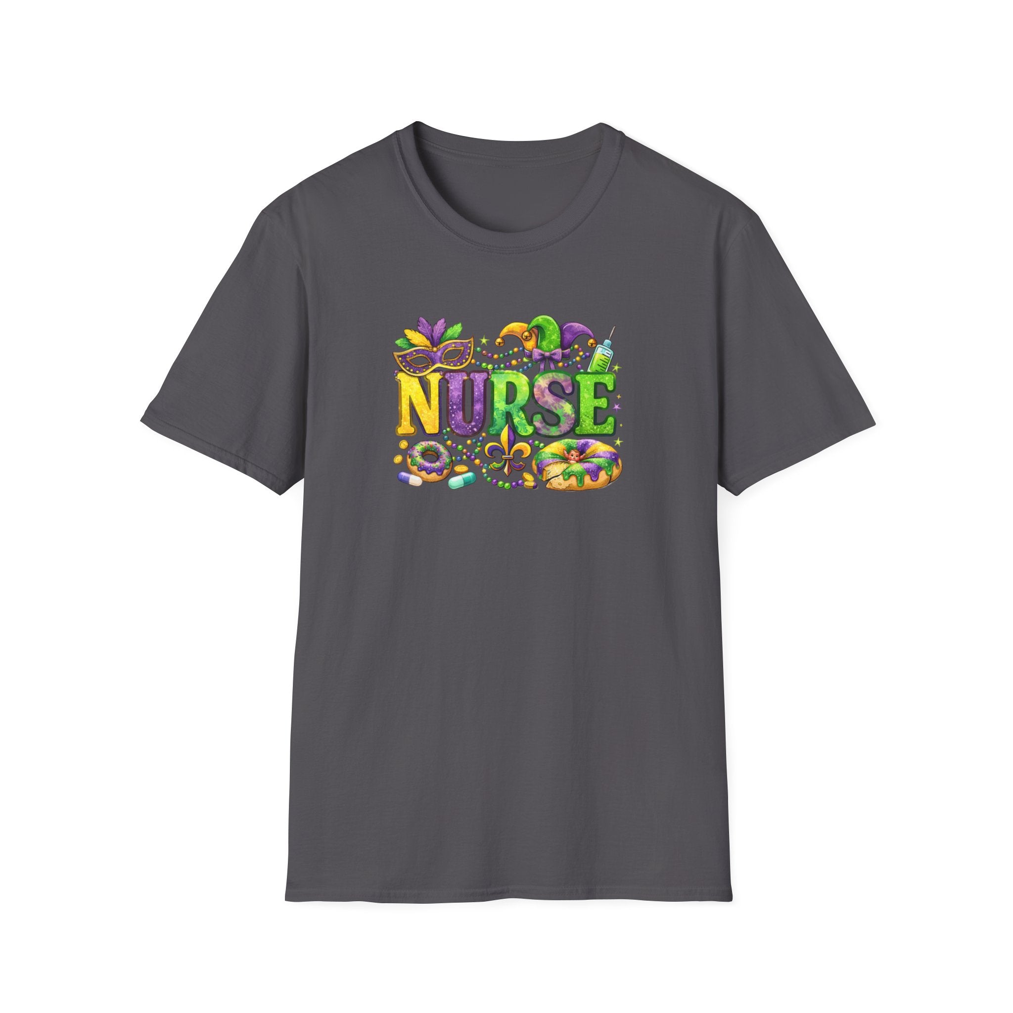 Nurse Mardi Gras- Unisex Softstyle T-Shirt