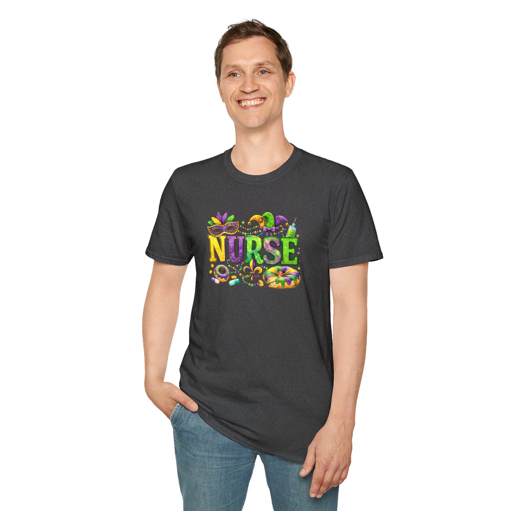 Nurse Mardi Gras- Unisex Softstyle T-Shirt