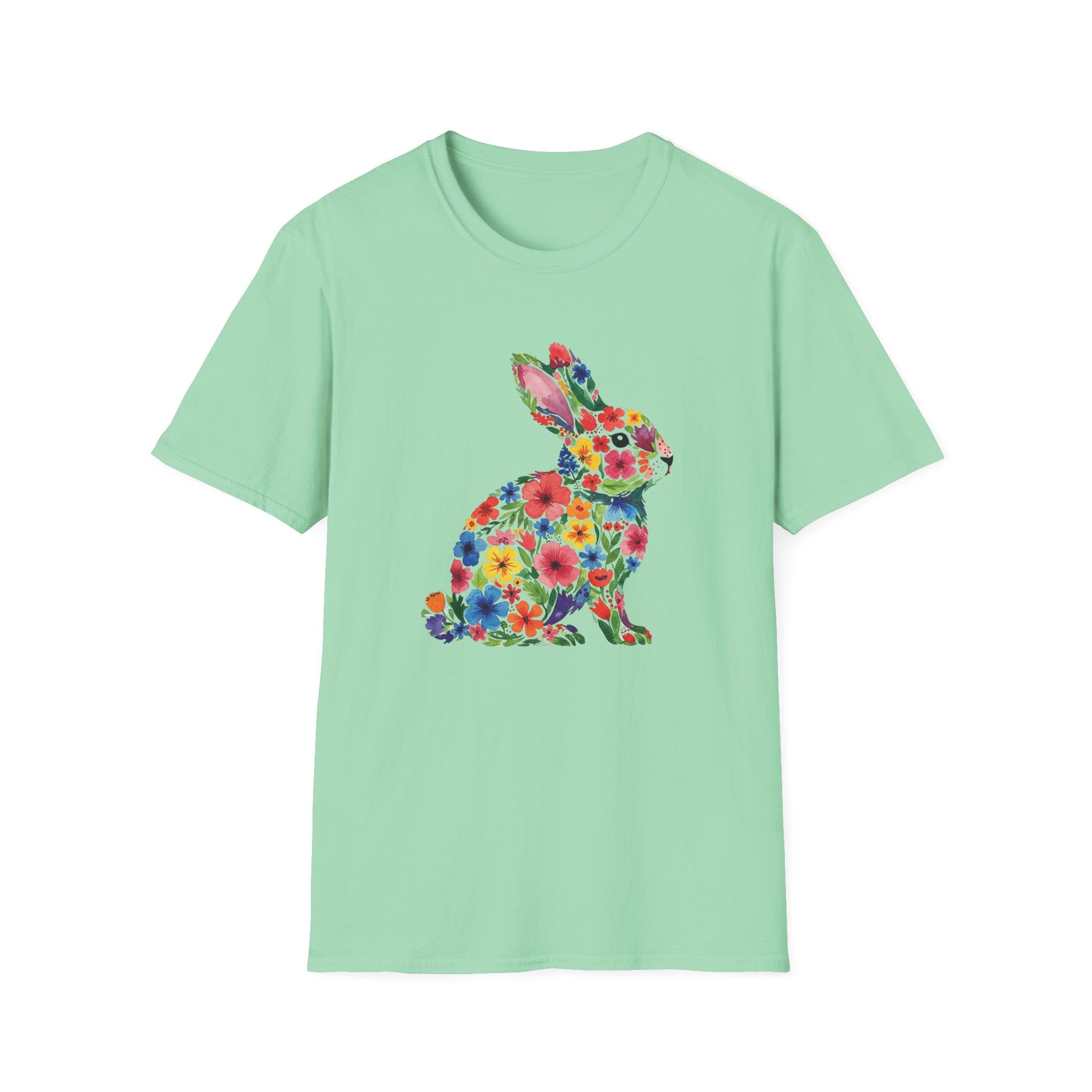 Floral Easter Bunny- Unisex Softstyle T-Shirt