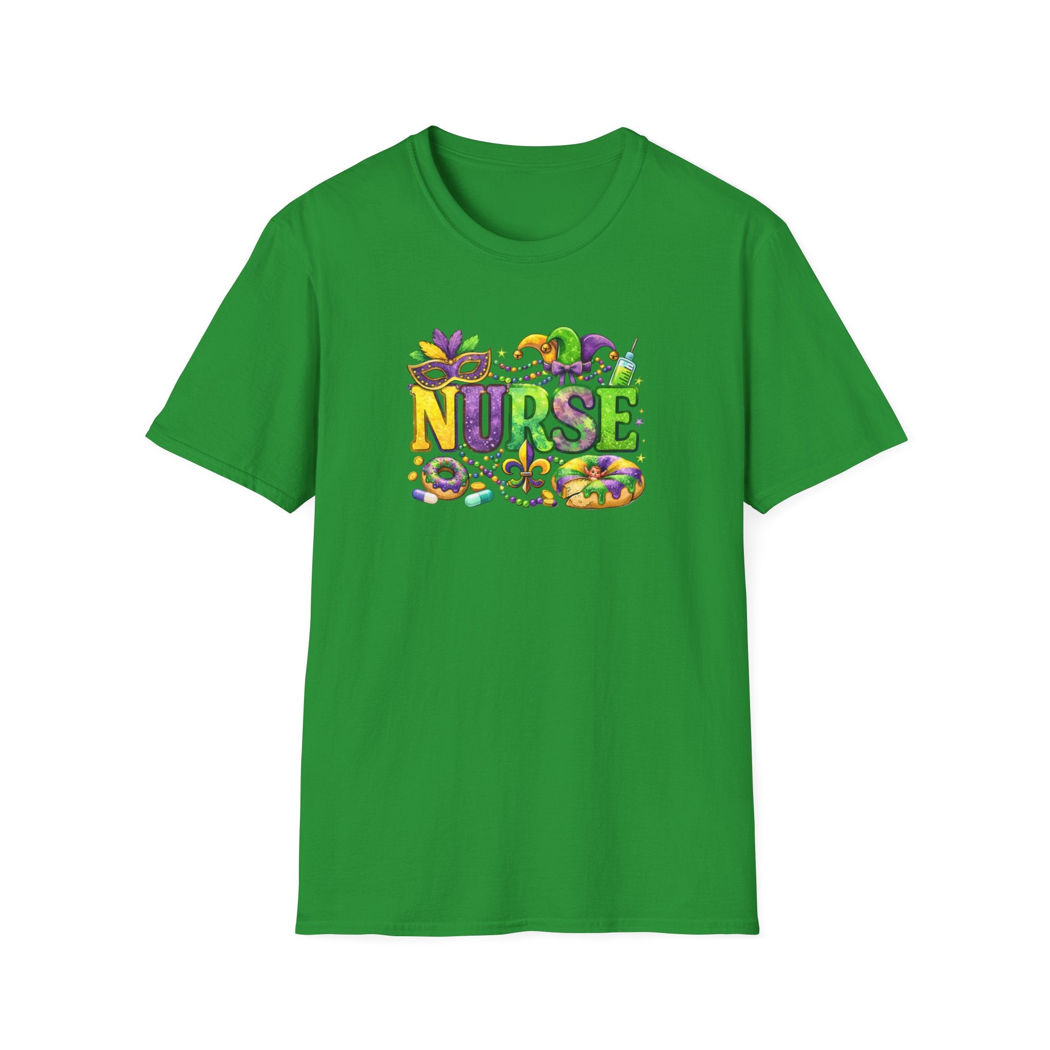 Nurse Mardi Gras- Unisex Softstyle T-Shirt