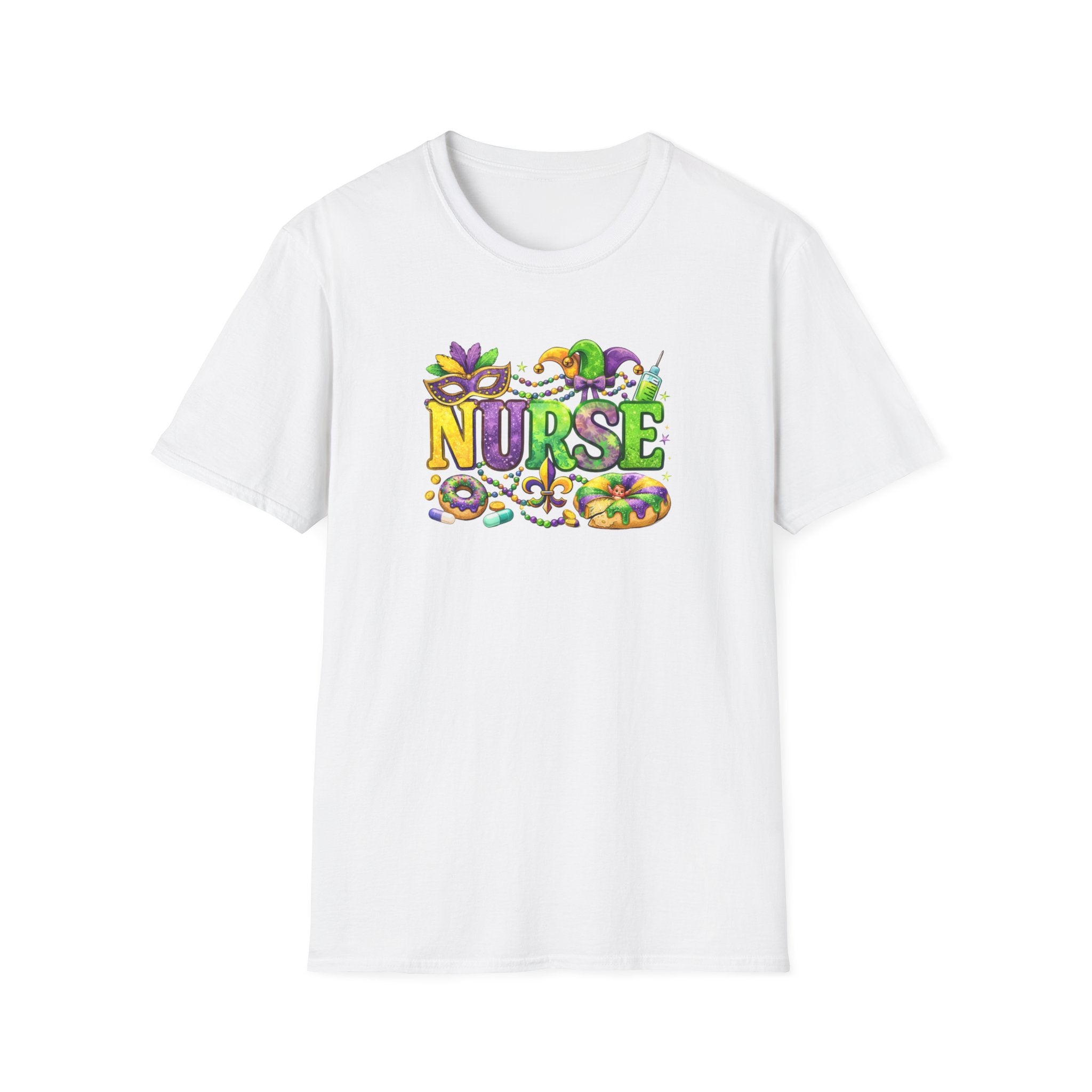 Nurse Mardi Gras- Unisex Softstyle T-Shirt