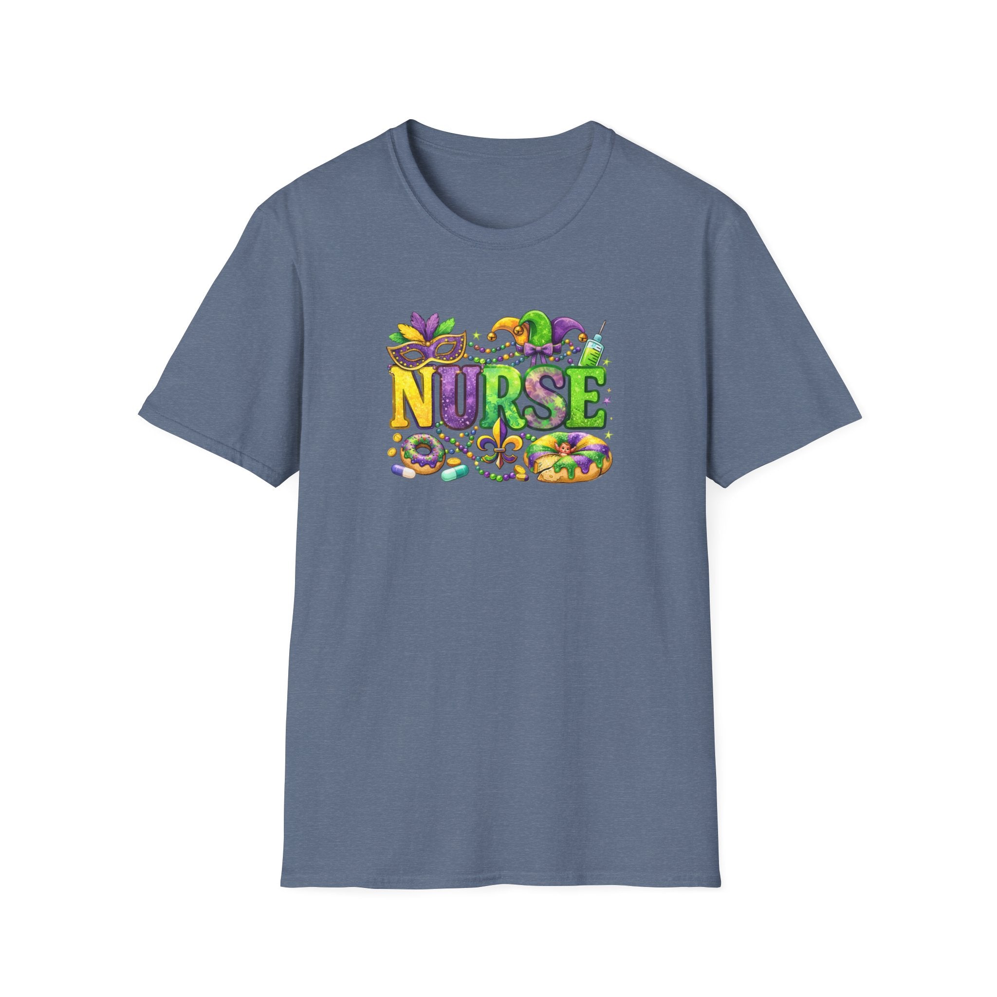 Nurse Mardi Gras- Unisex Softstyle T-Shirt