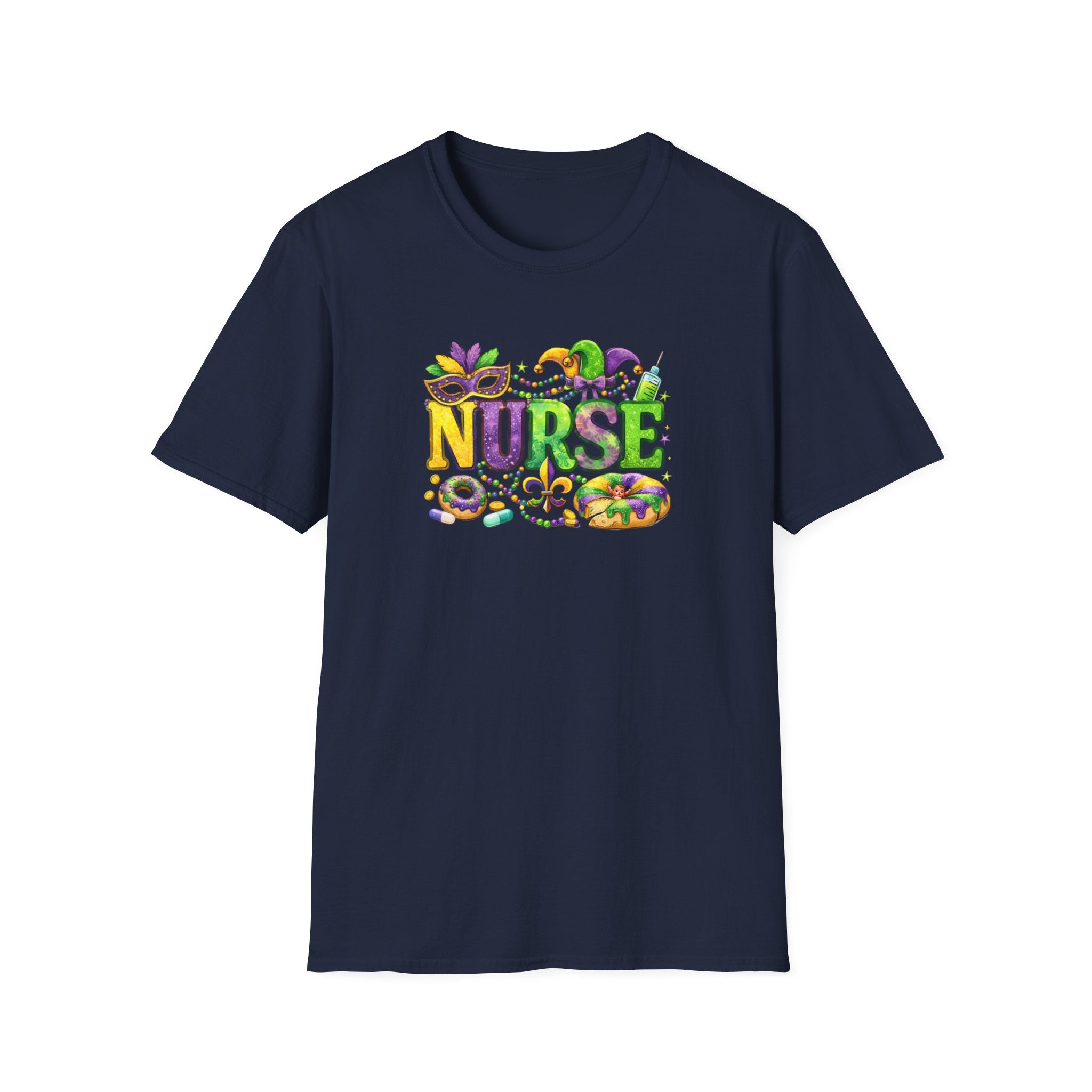 Nurse Mardi Gras- Unisex Softstyle T-Shirt