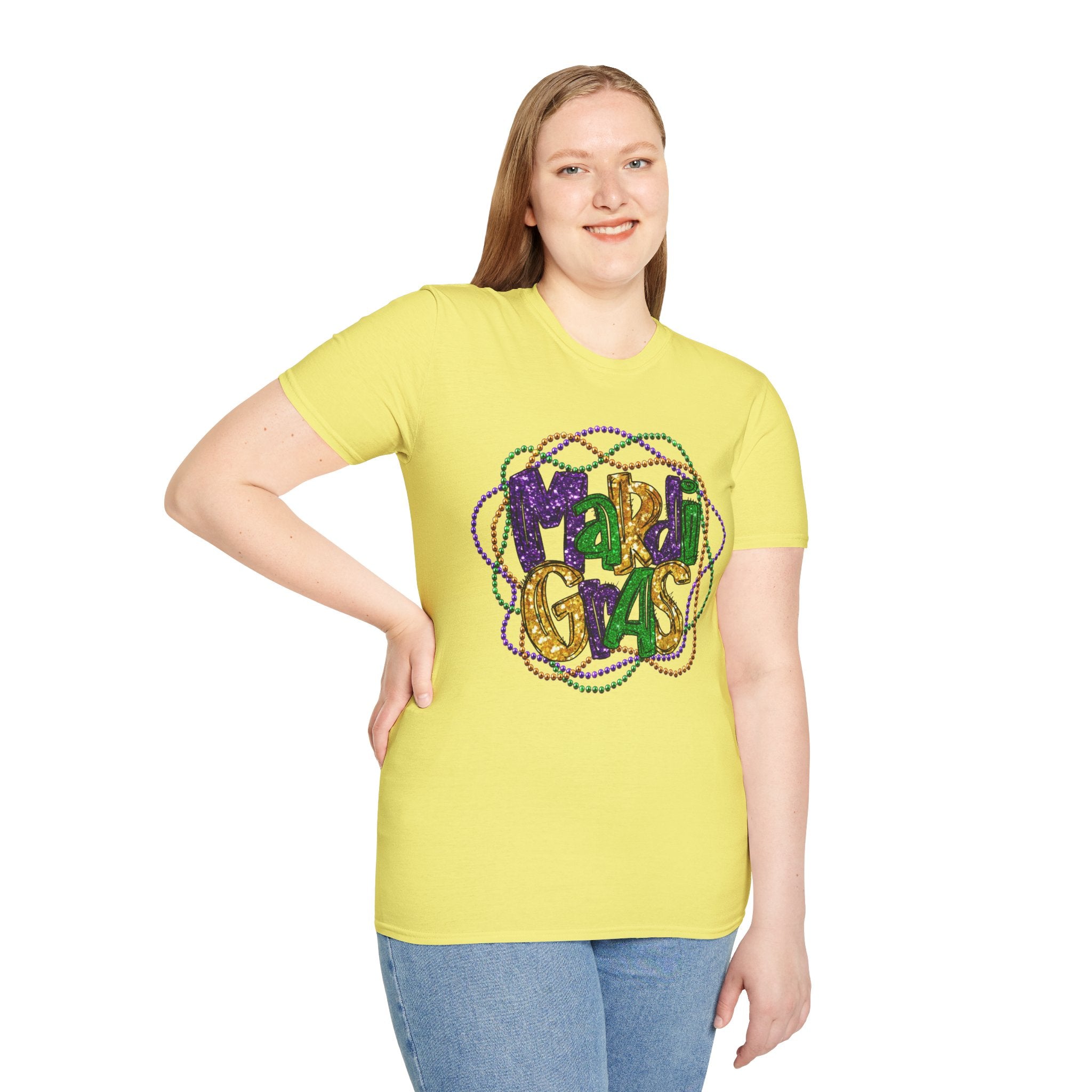 Mardi Gras Beads- Unisex Softstyle T-Shirt