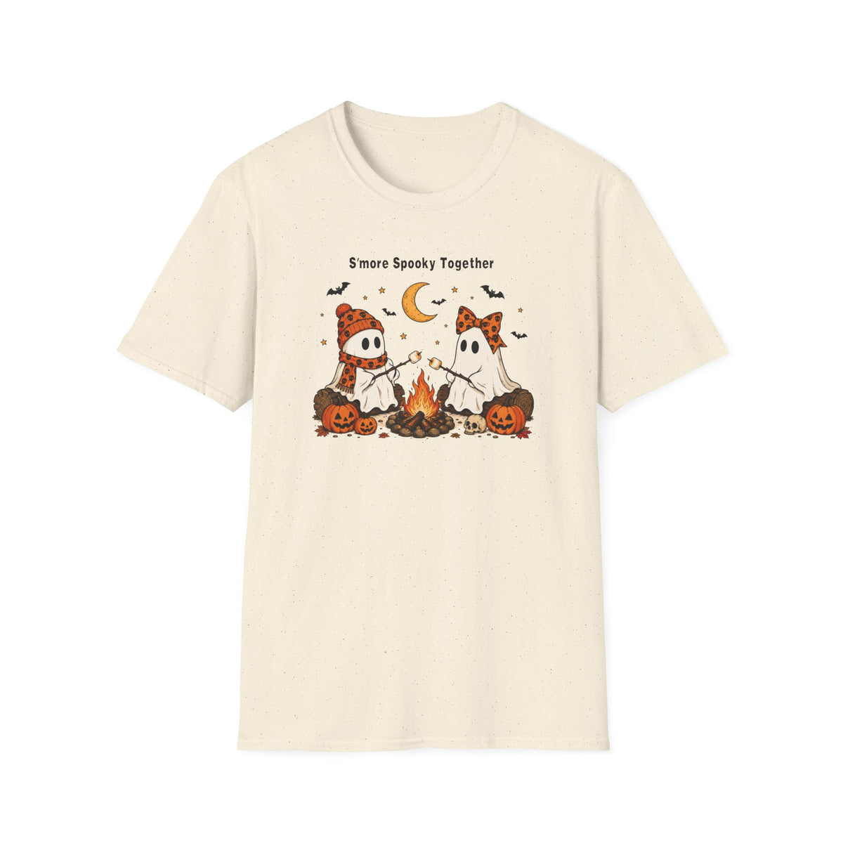 Halloween Ghosts Campfire T-Shirt — "S'more Spooky Together" Cute Couple Graphic