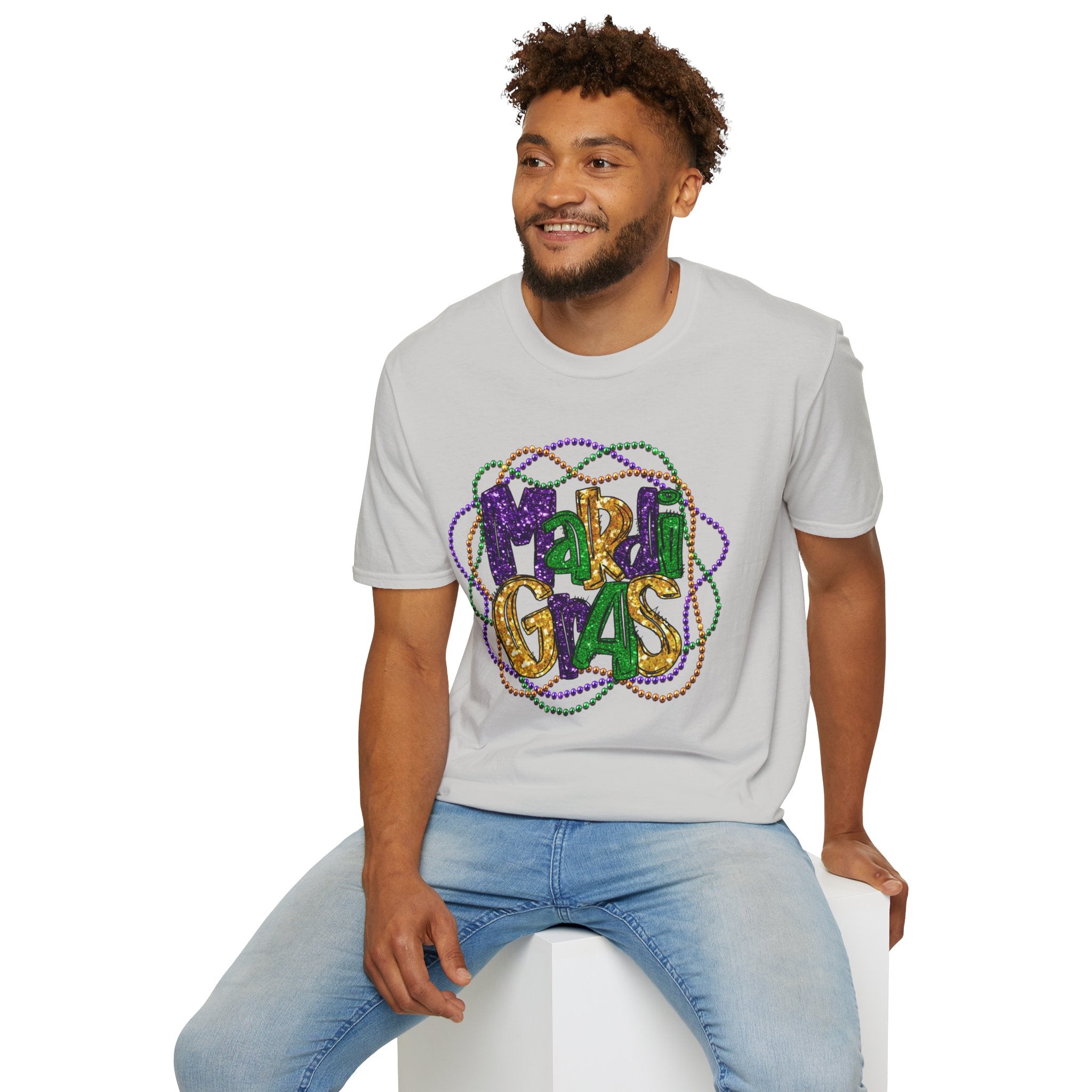 Mardi Gras Beads- Unisex Softstyle T-Shirt