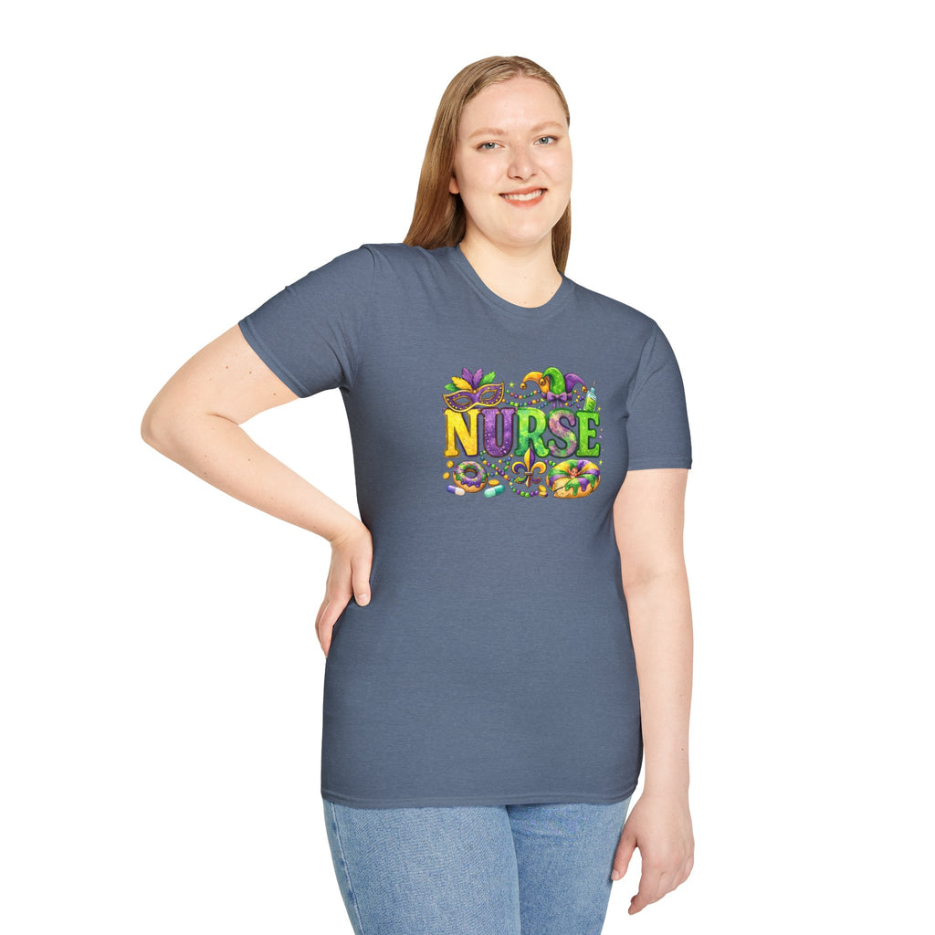 Nurse Mardi Gras- Unisex Softstyle T-Shirt