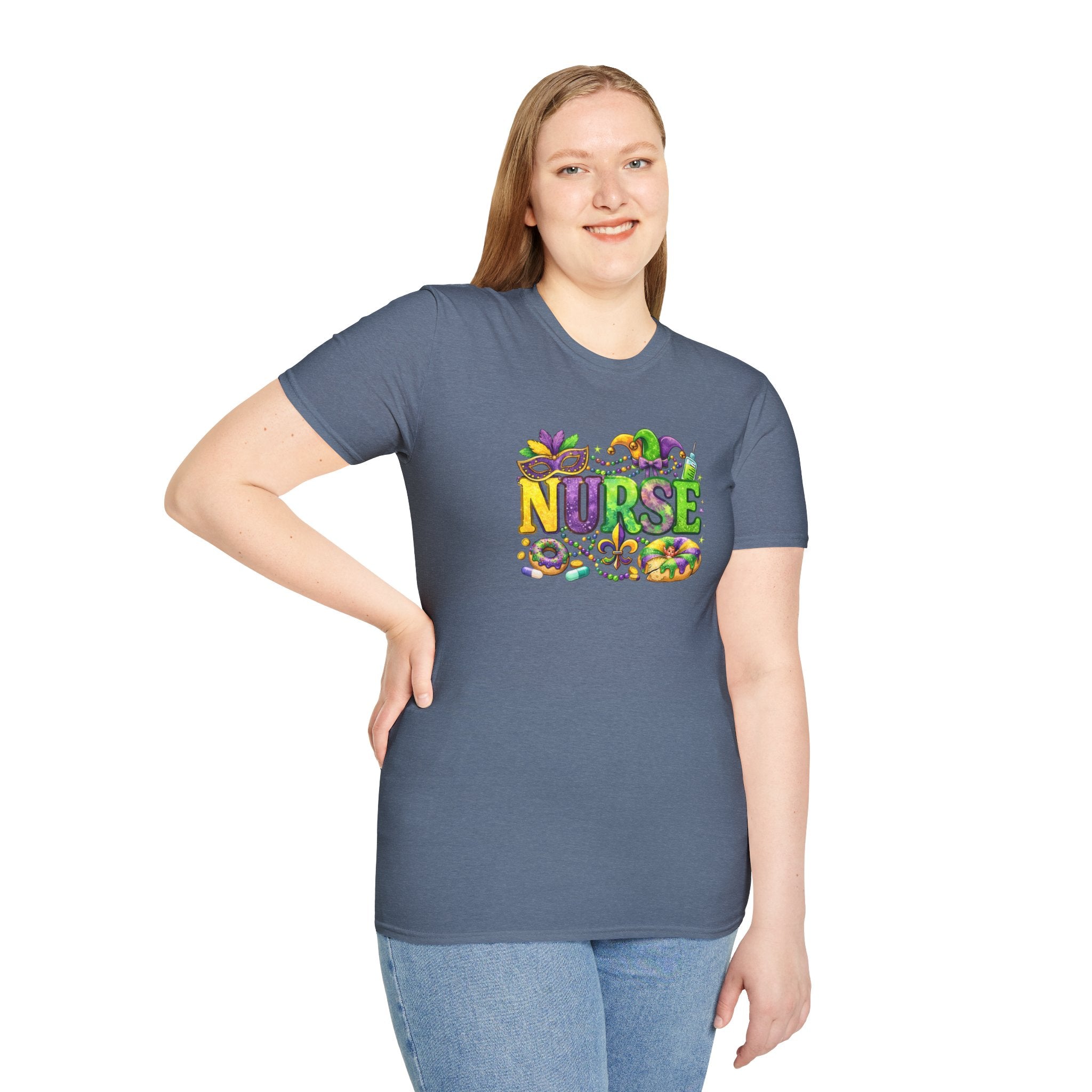 Nurse Mardi Gras- Unisex Softstyle T-Shirt