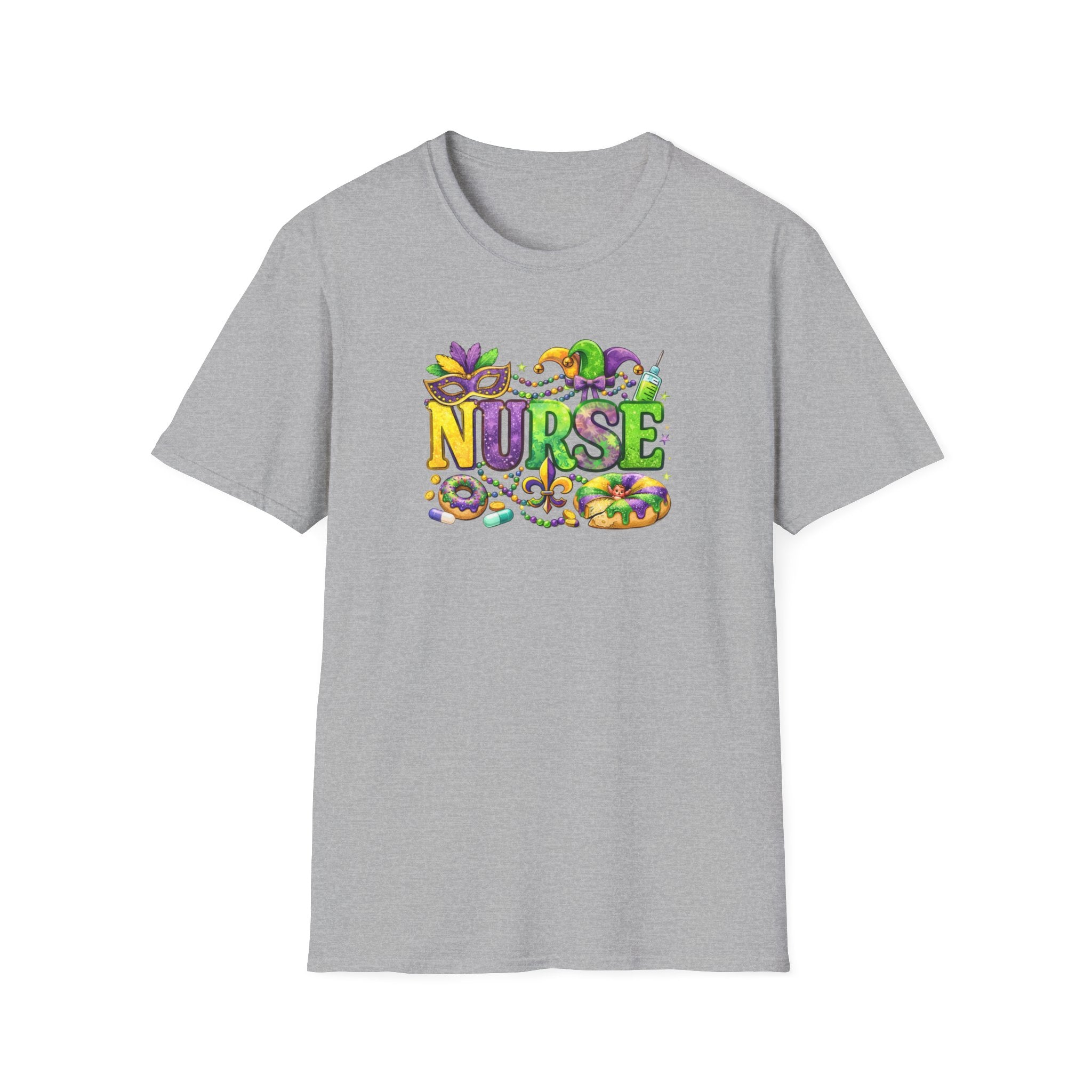 Nurse Mardi Gras- Unisex Softstyle T-Shirt