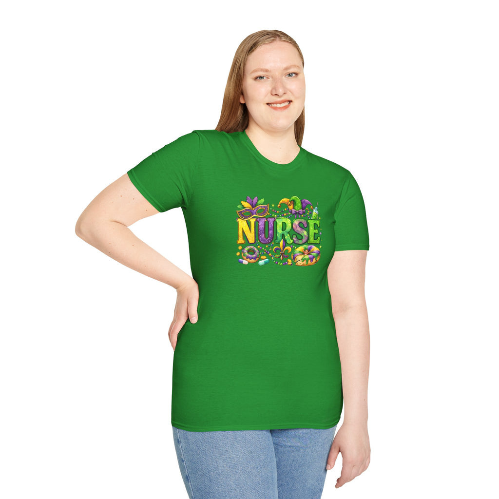 Nurse Mardi Gras- Unisex Softstyle T-Shirt