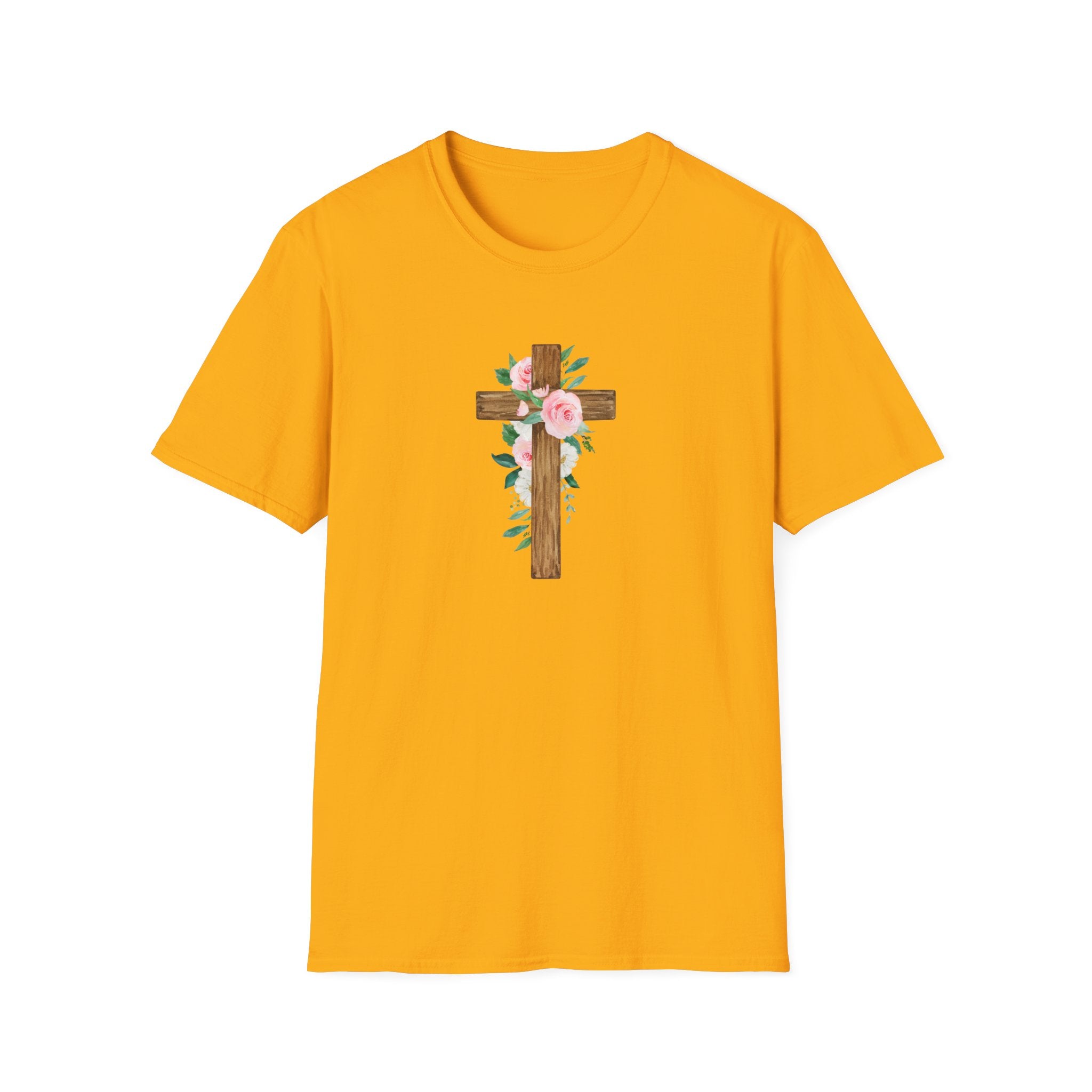 Floral Cross T-Shirt — Cross with Pretty Flowers