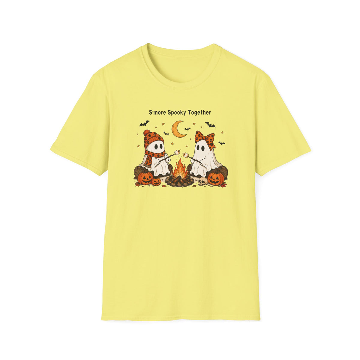 Halloween Ghosts Campfire T-Shirt — "S'more Spooky Together" Cute Couple Graphic
