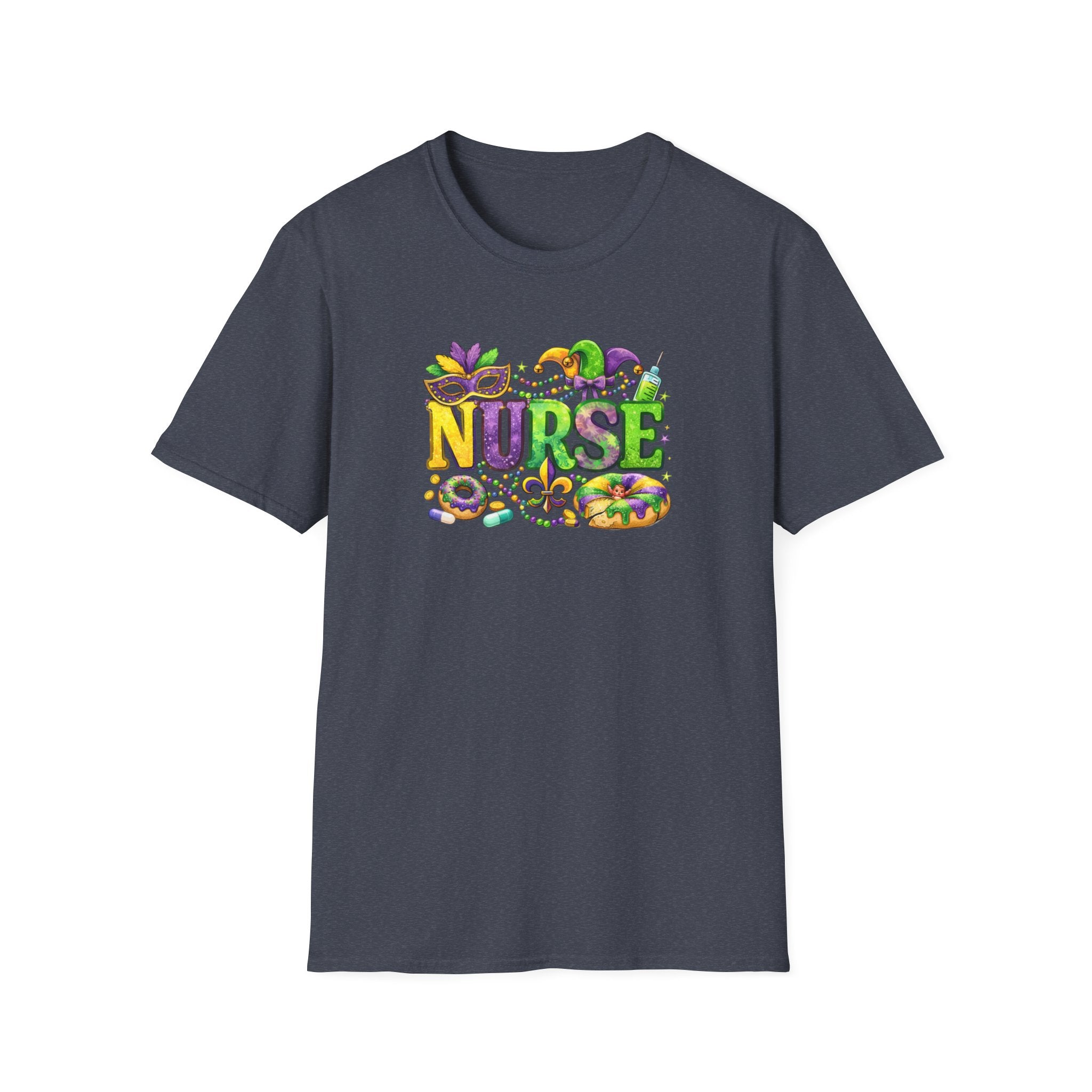 Nurse Mardi Gras- Unisex Softstyle T-Shirt