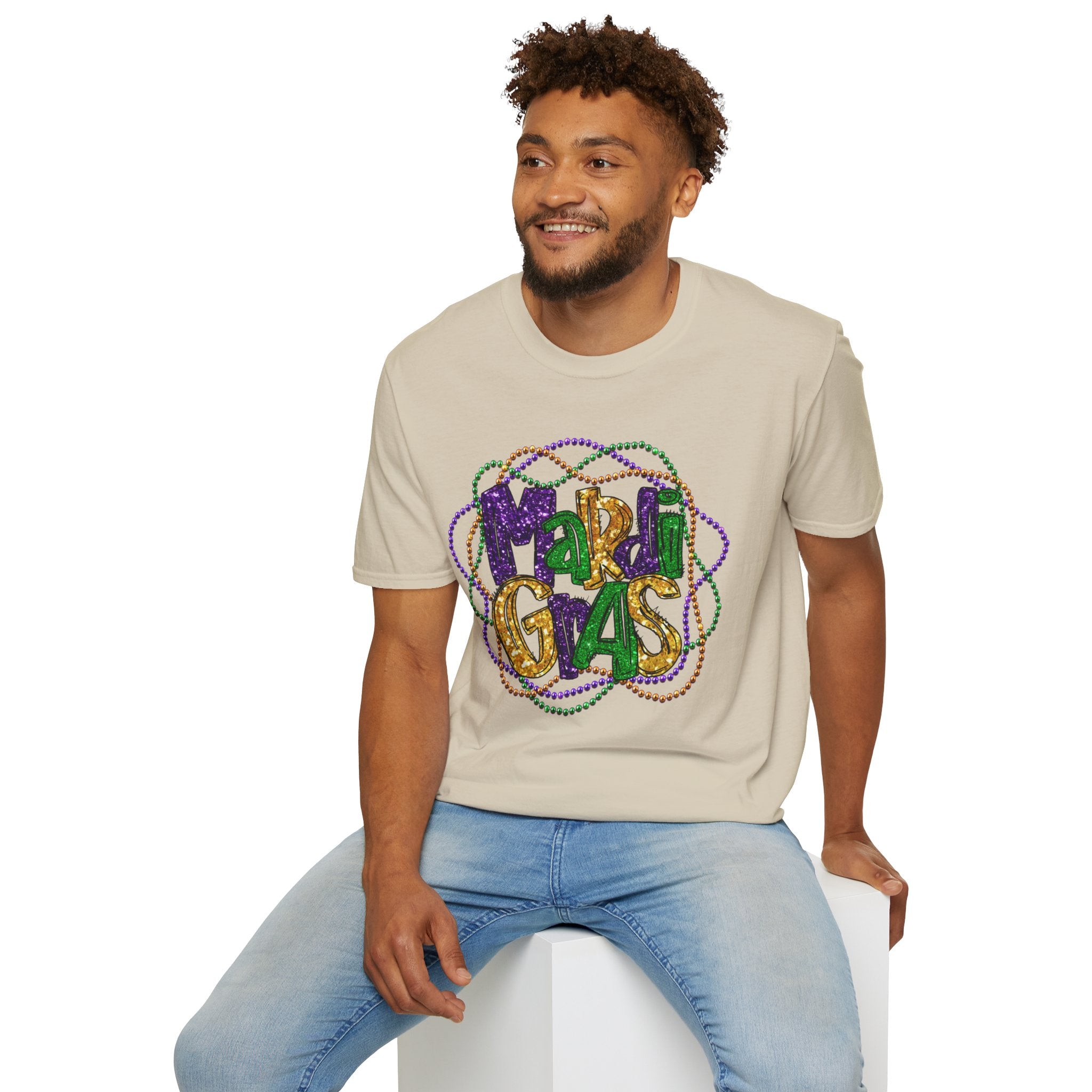 Mardi Gras Beads- Unisex Softstyle T-Shirt
