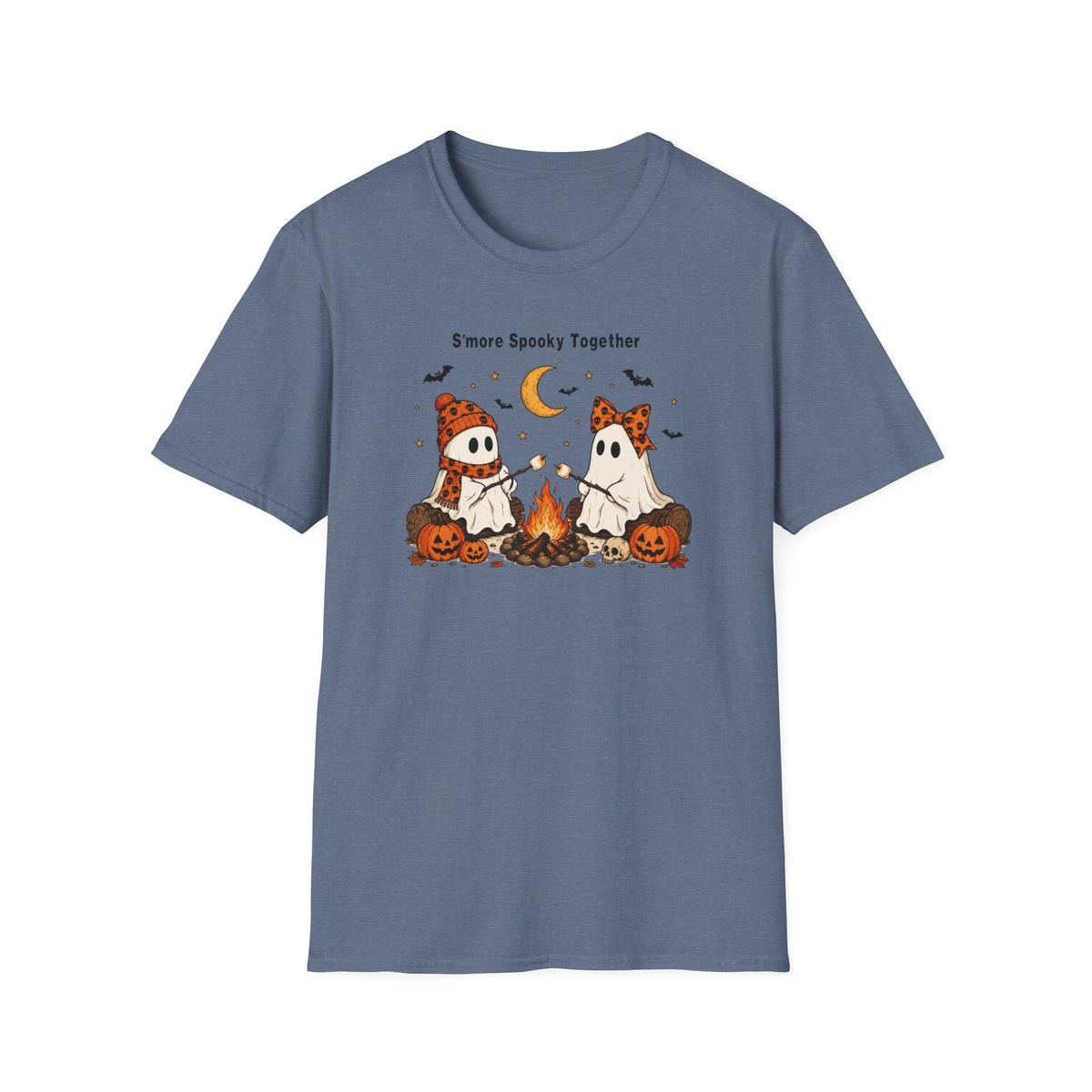 Halloween Ghosts Campfire T-Shirt — "S'more Spooky Together" Cute Couple Graphic